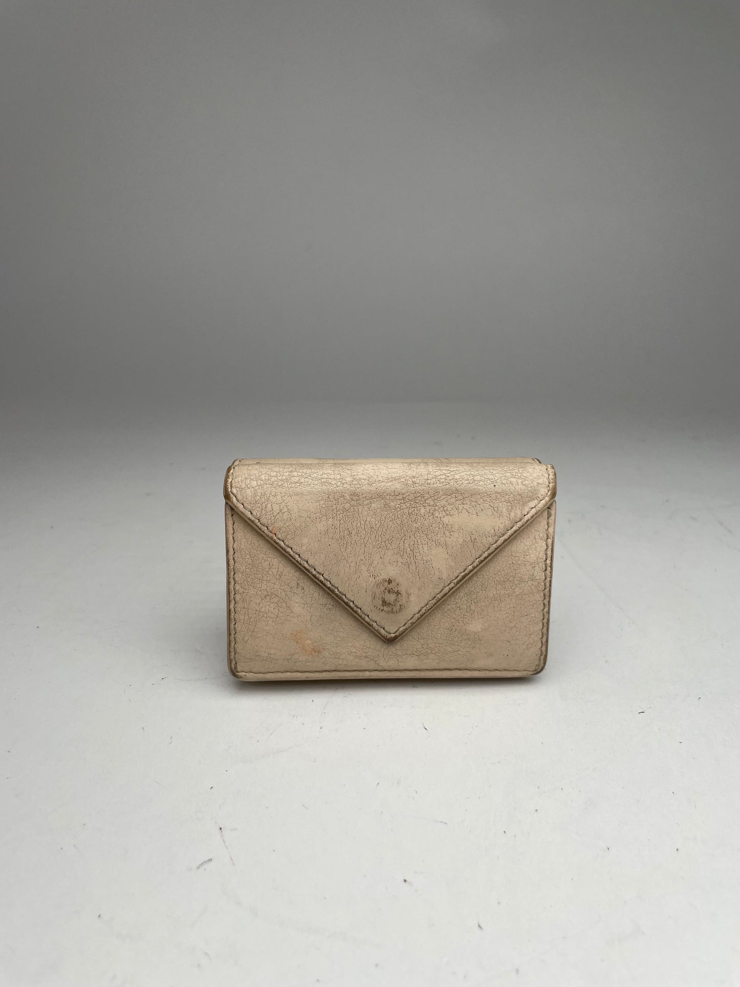 Vintage Balenciaga Leather Card Holder Beige