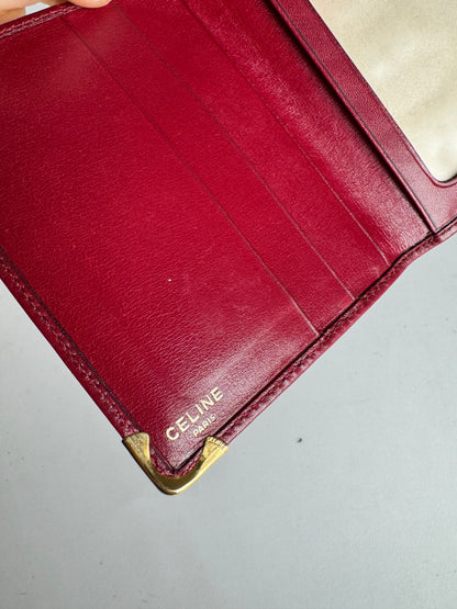 Vintage Celine Paris Leather Card Holder Dark Red