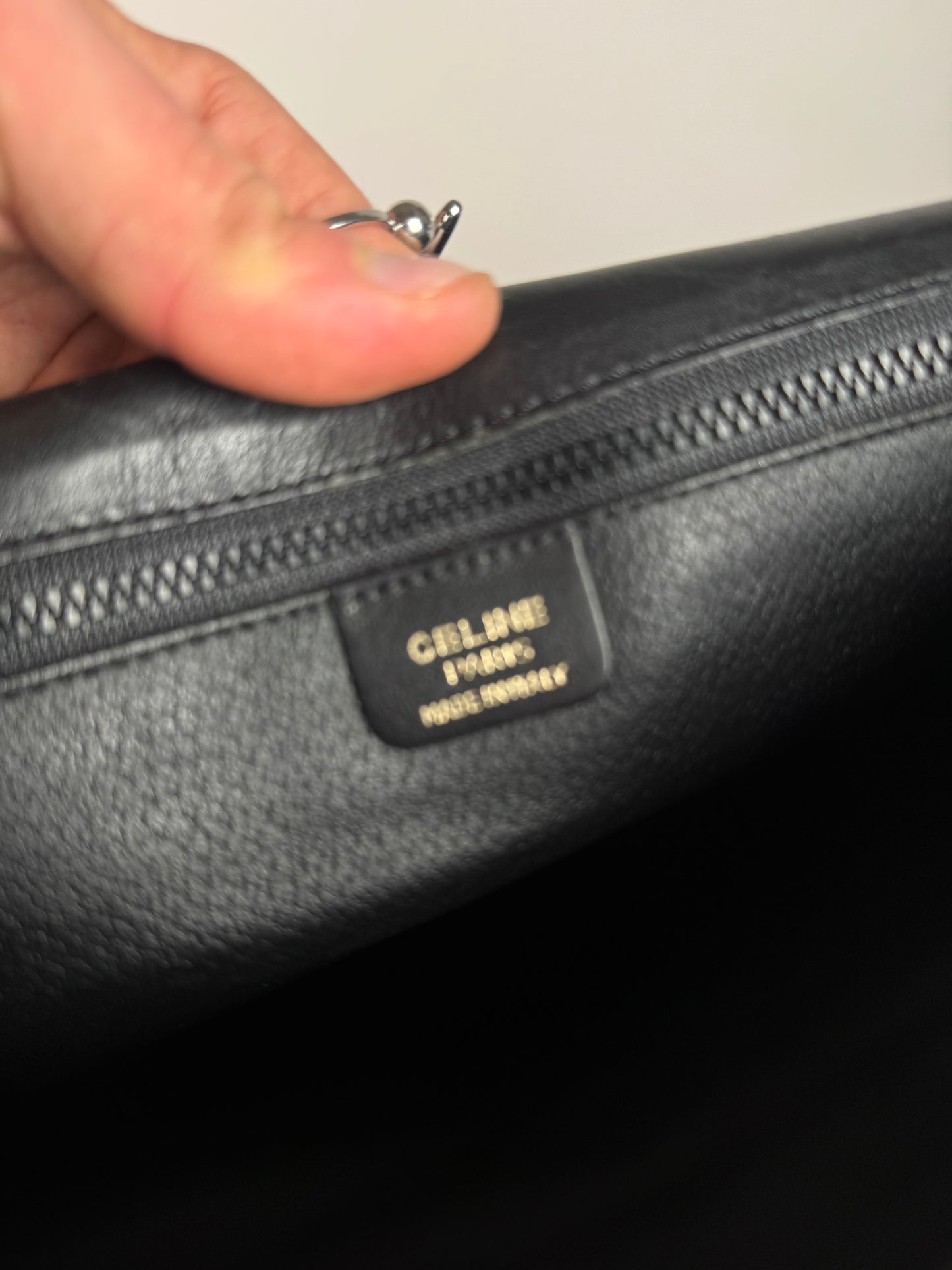 Vintage Celine Paris Triomphe Leather Clutch Black