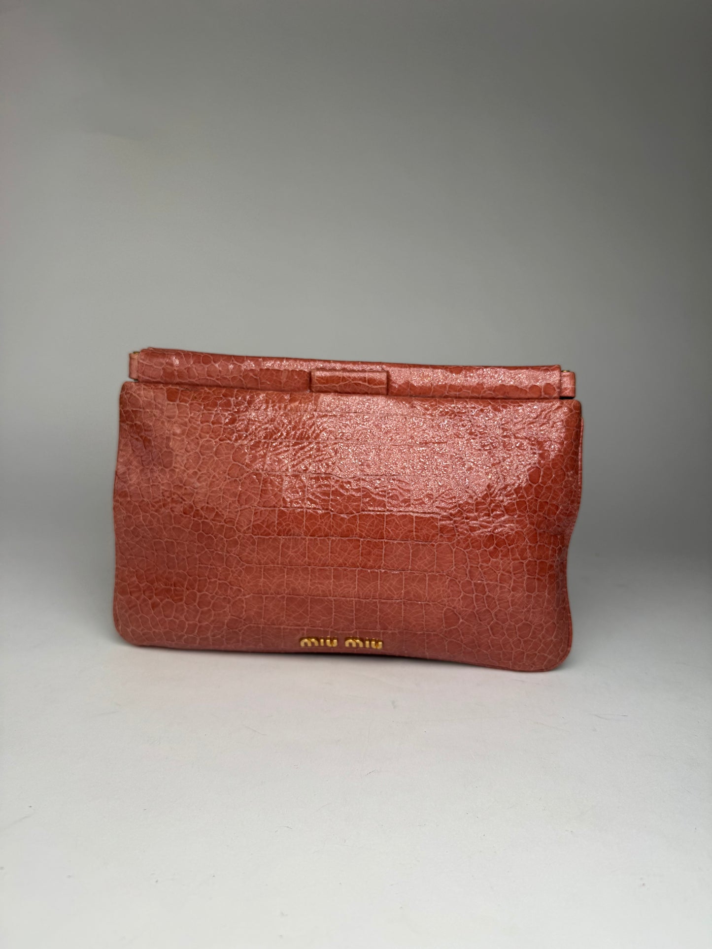 Vintage Miu Miu Crocodile Leather Clutch orange-brown