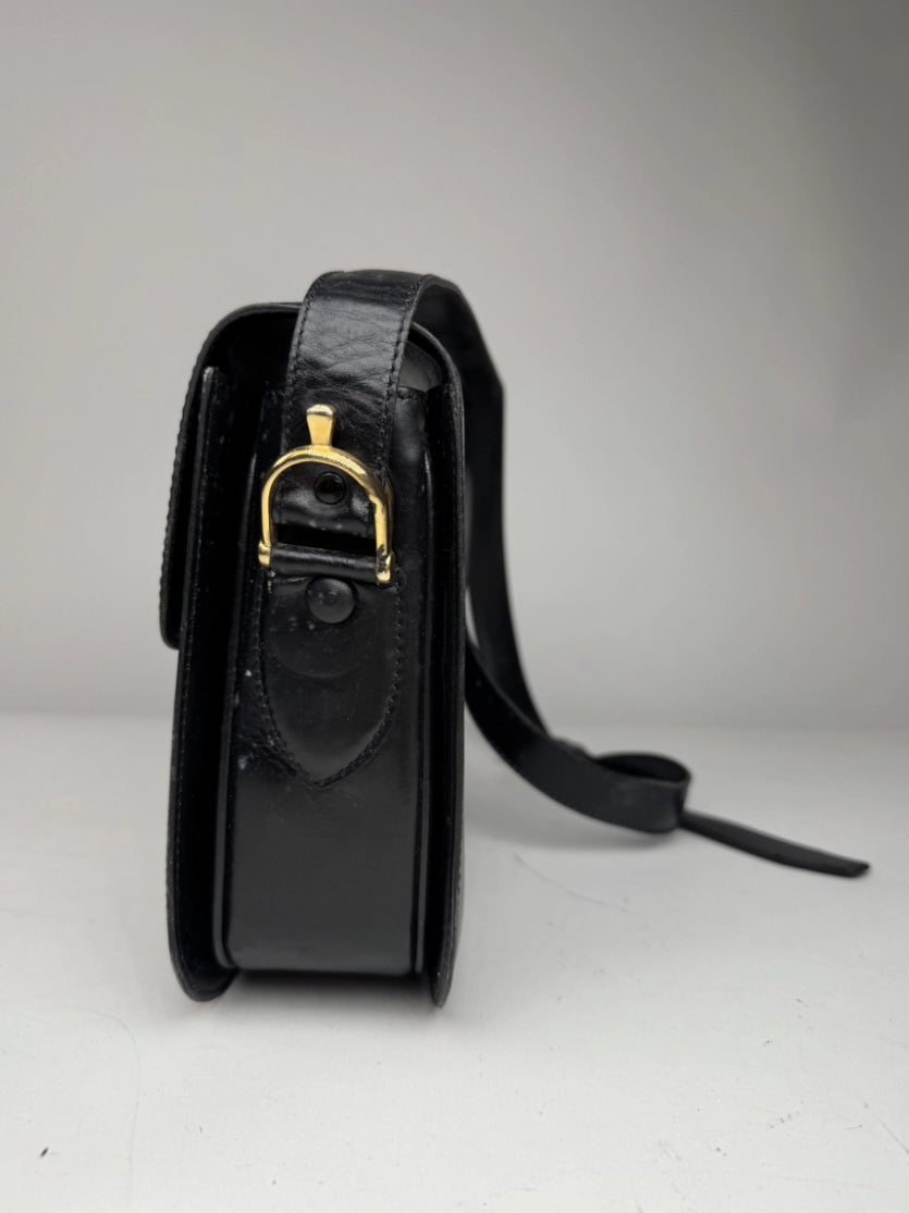 Vintage Celine Paris Triomphe Leather Bag Black