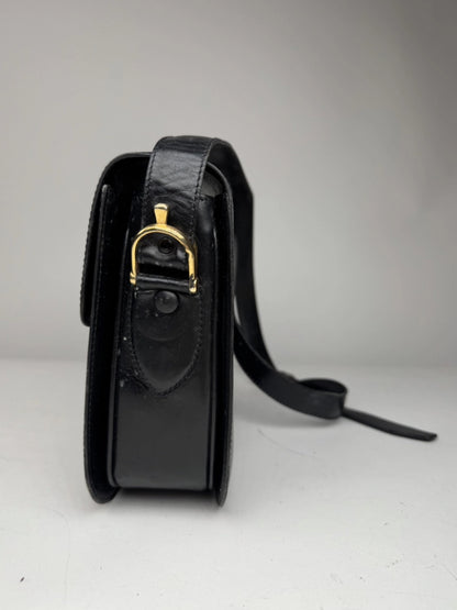 Vintage Celine Paris Triomphe Leather Bag Black