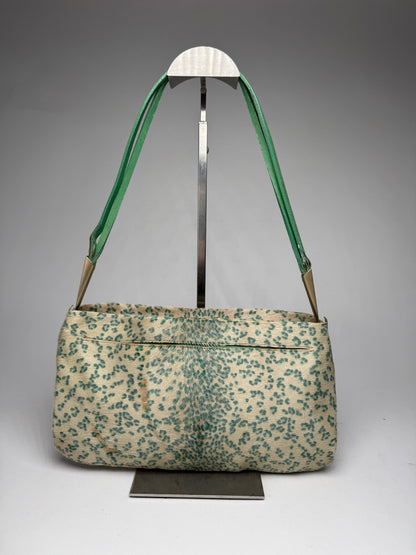 Vintage Bottega Veneta Campana Fur Baguette Bag beige/TURQUOISE