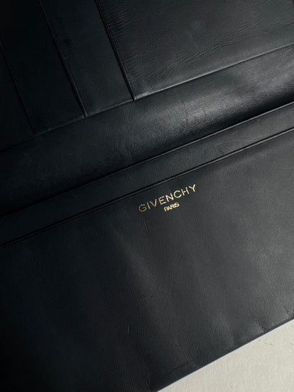 Porte-carte d'identité vintage en cuir Givenchy bleu marine