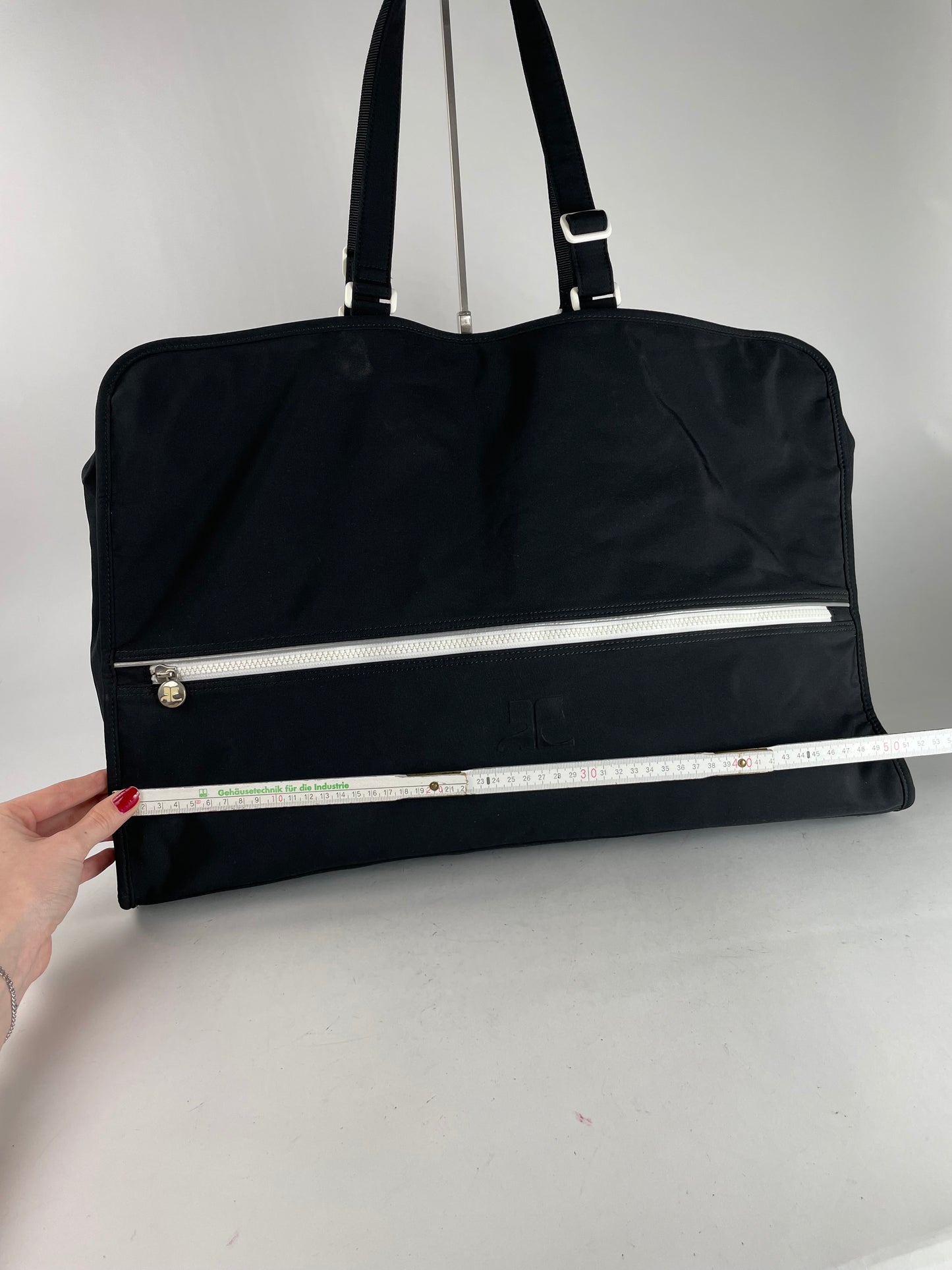 Vintage Courreges Paris Weekender Travel Bag Black White