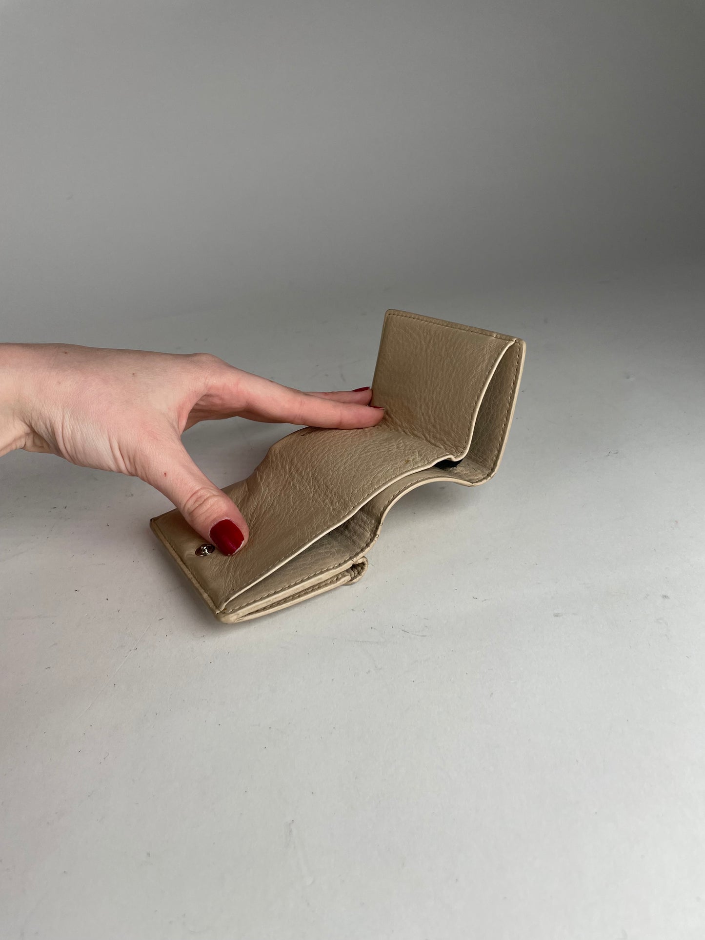 Vintage Balenciaga Leather Card Holder Beige