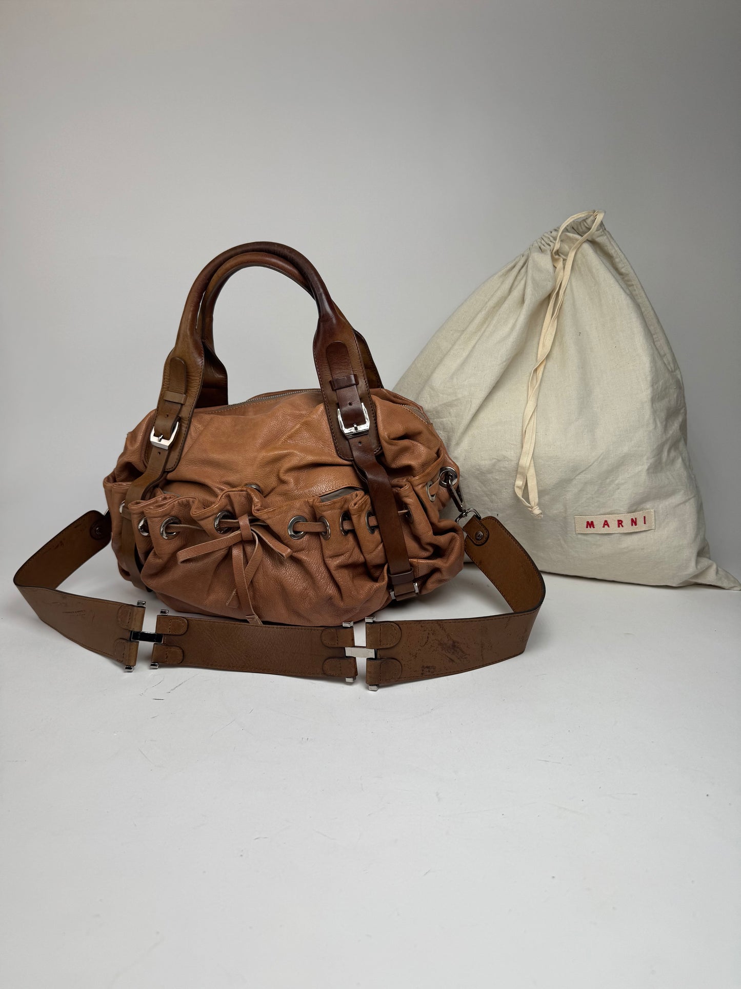 Vintage Marni 2Way Leather Bag Brown