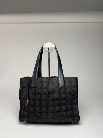 Vintage Chanel Monogram Canvas Shopper Bag Brown