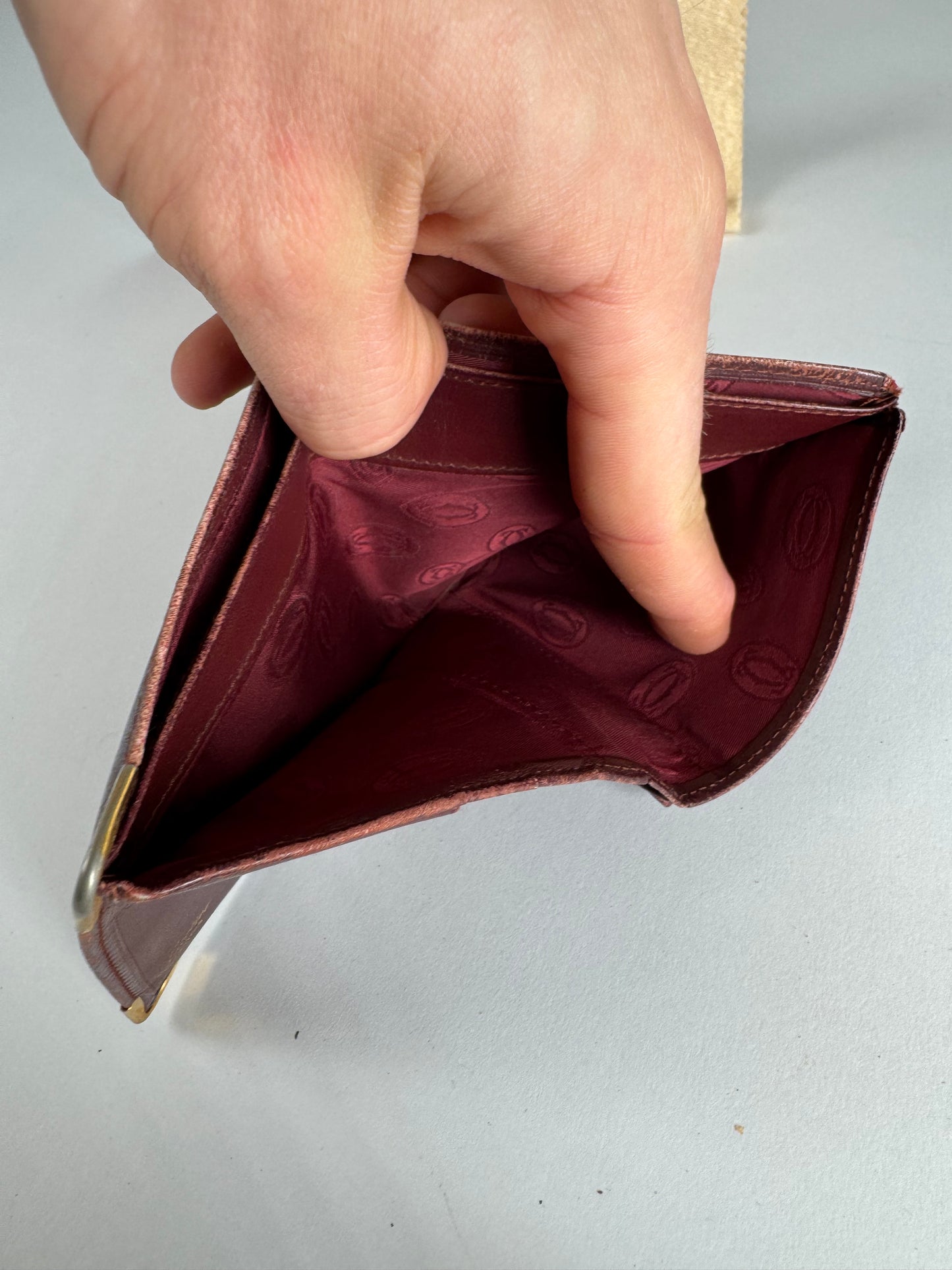 Vintage Cartier Leather Flap Wallet Burgundy
