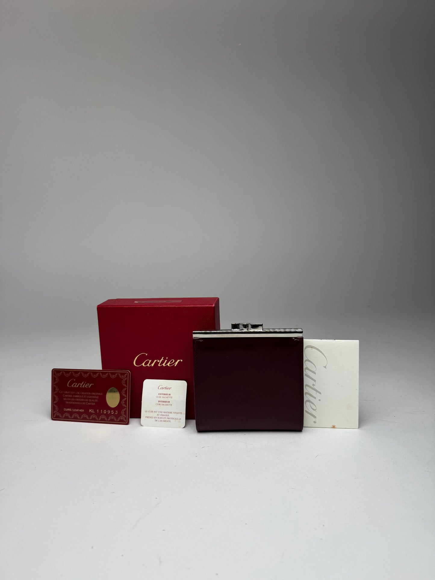 Vintage Cartier Patent Leather Wallet burgundy