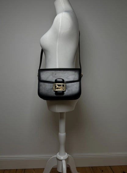 Vintage Celine Paris Triomphe Leather Bag Black