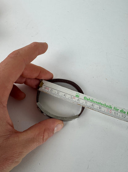 Vintage Hermes Paris Leather a bracelet silver brown