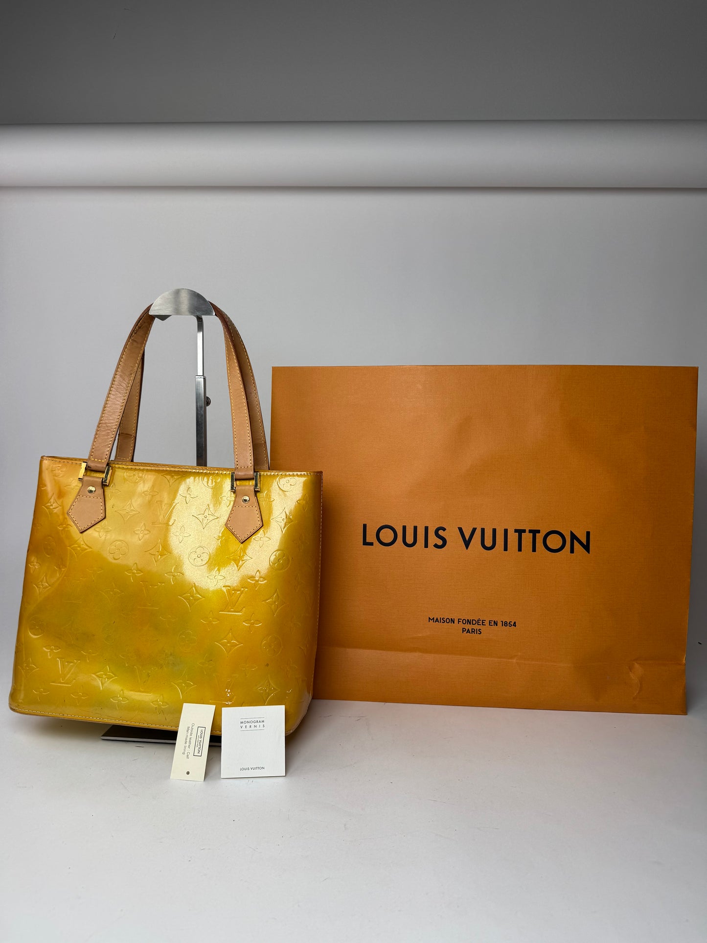 Vintage Louis Vuitton Vernis Leather Bag Yellow