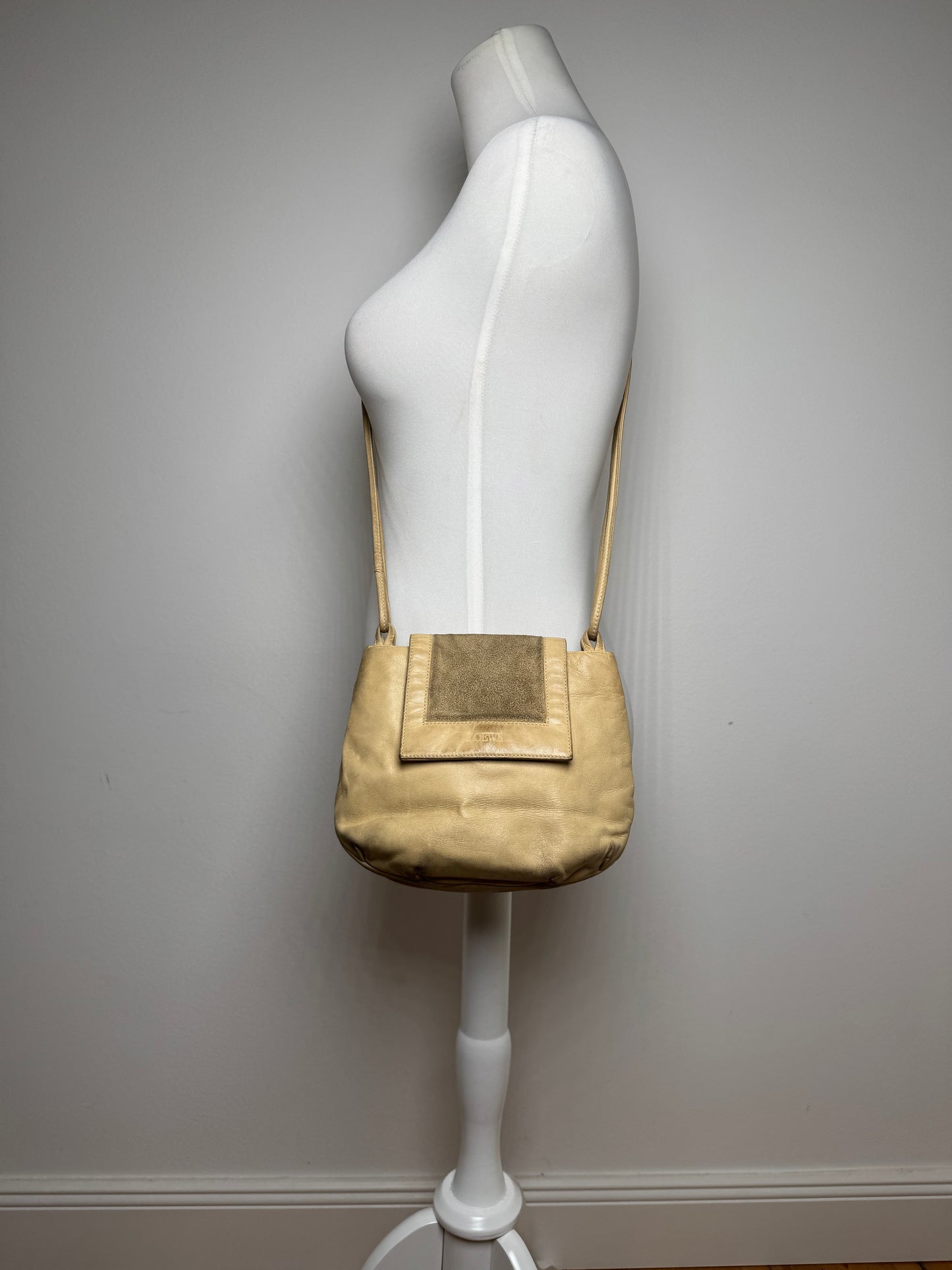 Vintage Loewe Madrid Amazona Leather Bag Beige