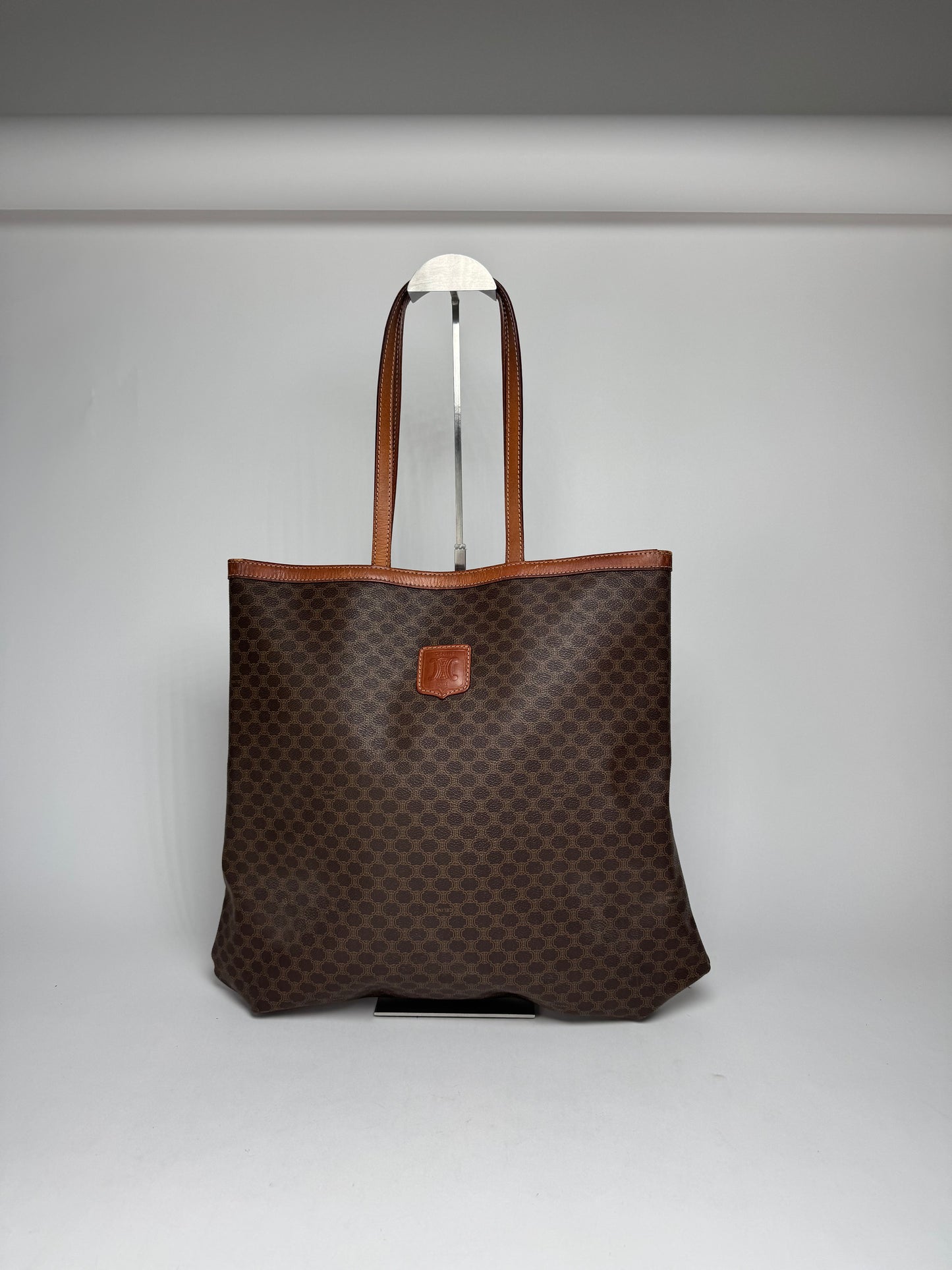 Vintage Celine Paris Big Bag Leather Monogram Shopper Bag Brown