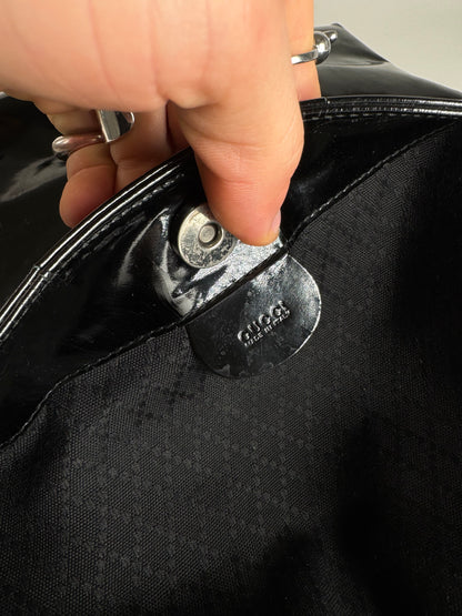 Vintage Gucci Tom Ford Patent Leather Shoulder Bag Black