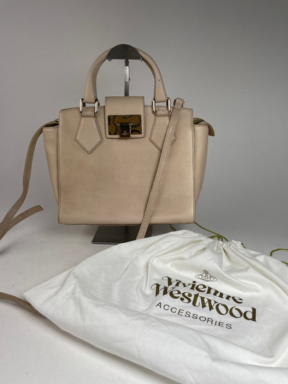 Vintage Vivienne Westwood 2Way Opio Safiano Leather Bag Beige