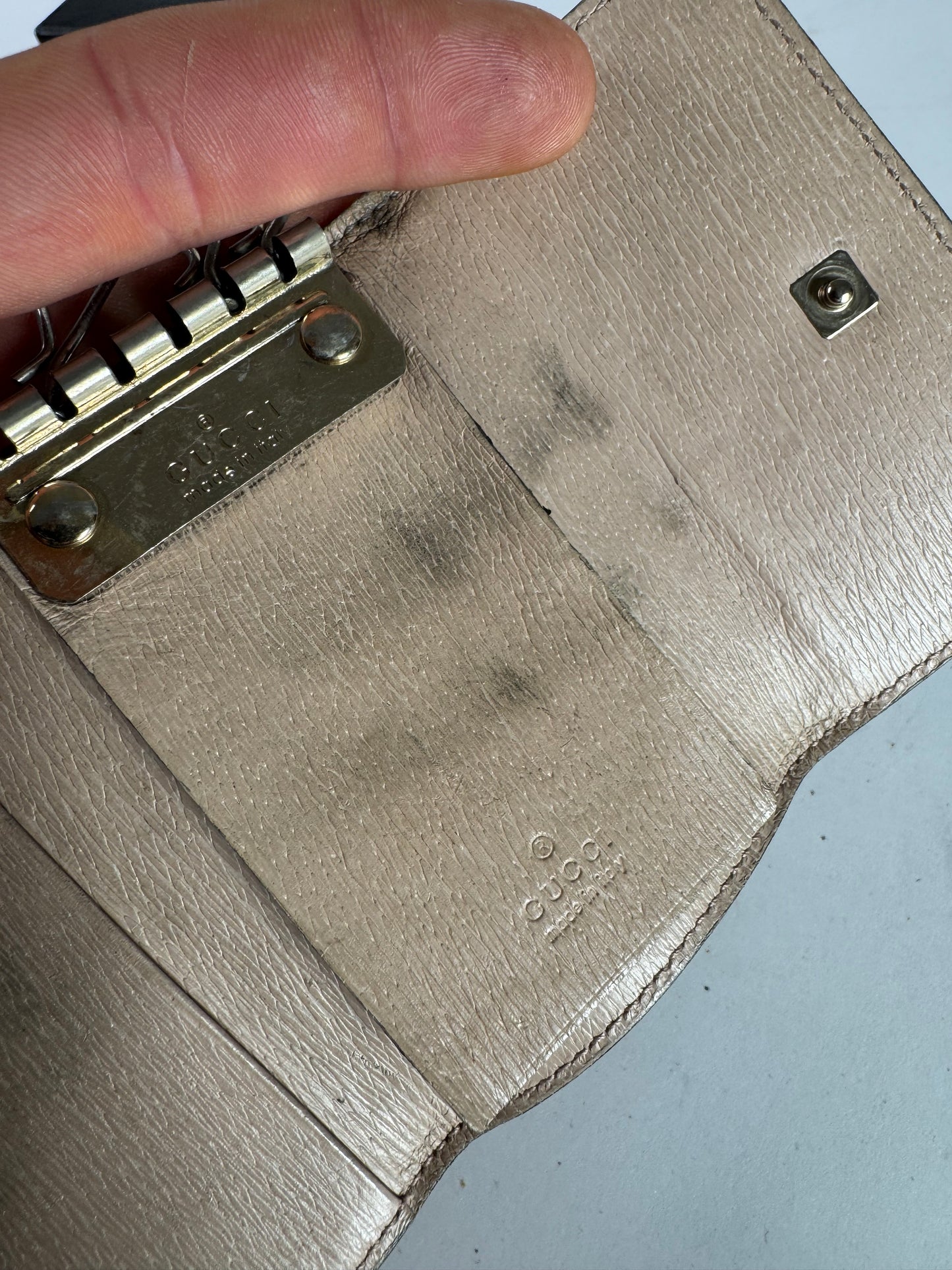 Vintage Gucci Leather Key Holder Rose / beige