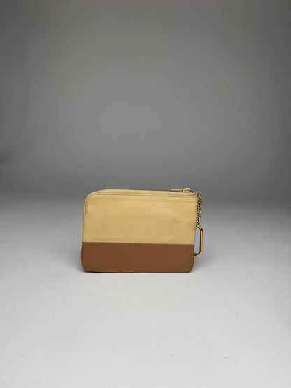 Vintage Celine Paris Leather Card Holder Beige Brown