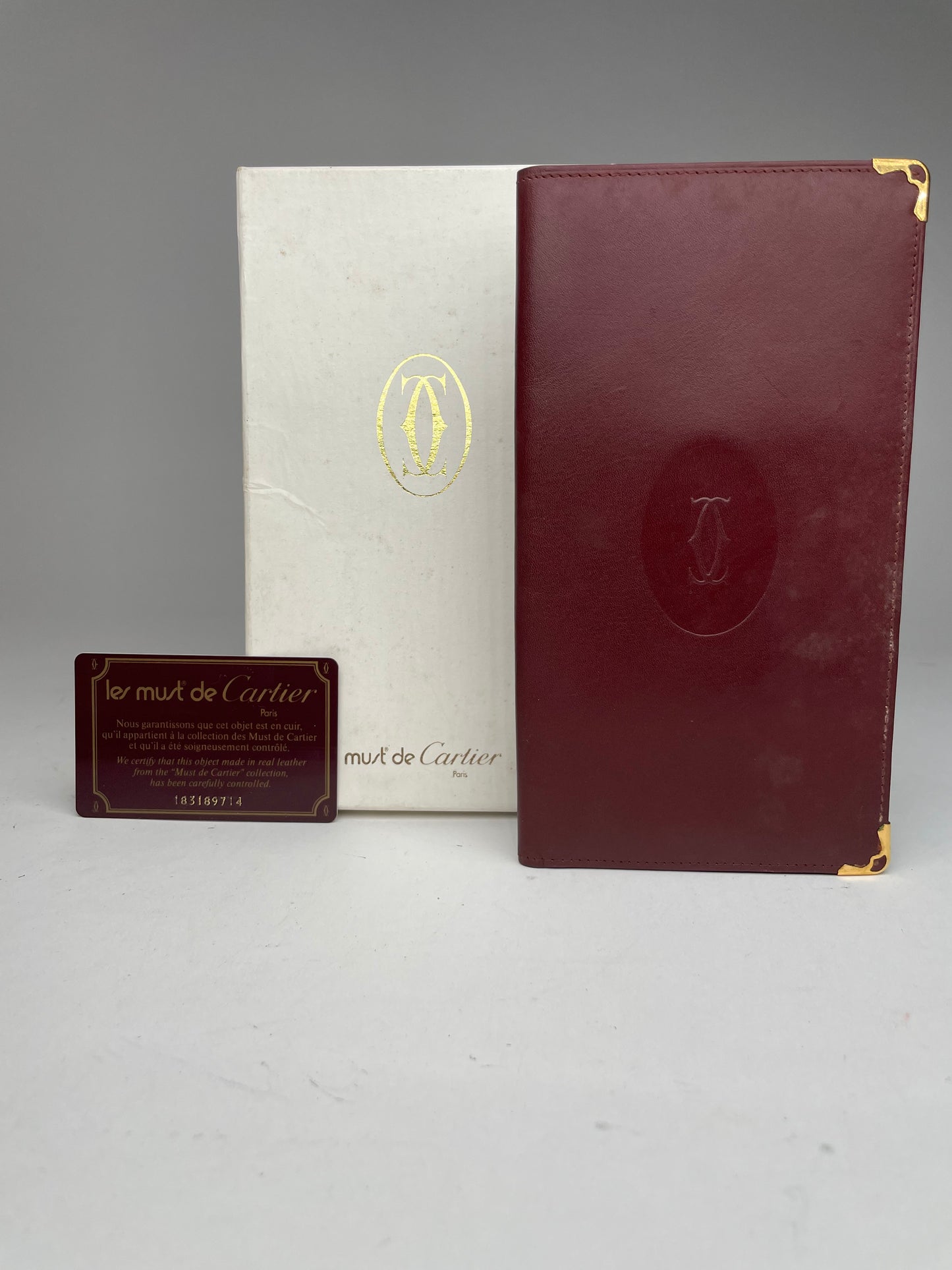 Vintage Cartier Leather ID Holder Burgundy