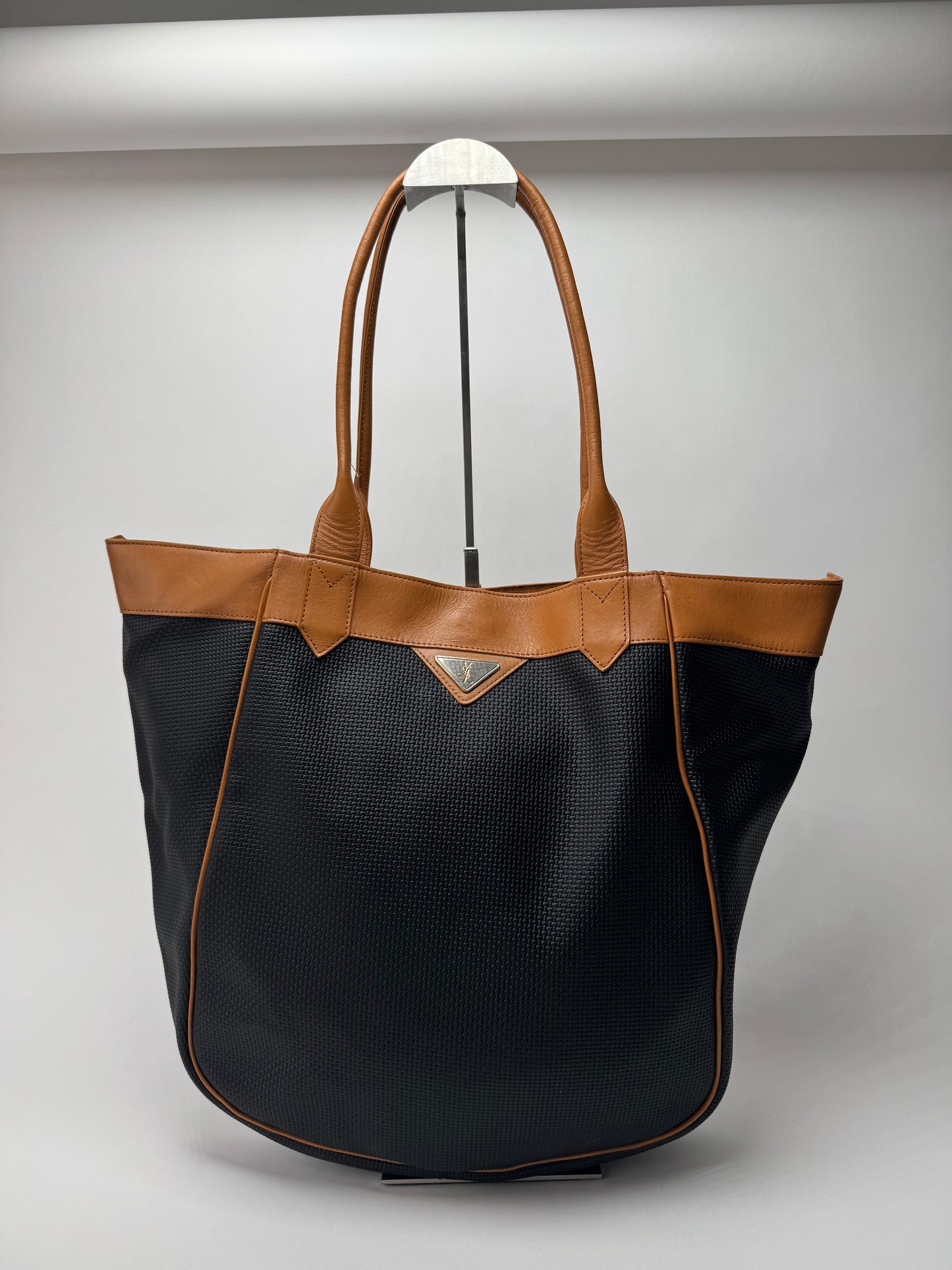 Vintage Yves Saint Laurent 2Way leather Shopper bag black brown