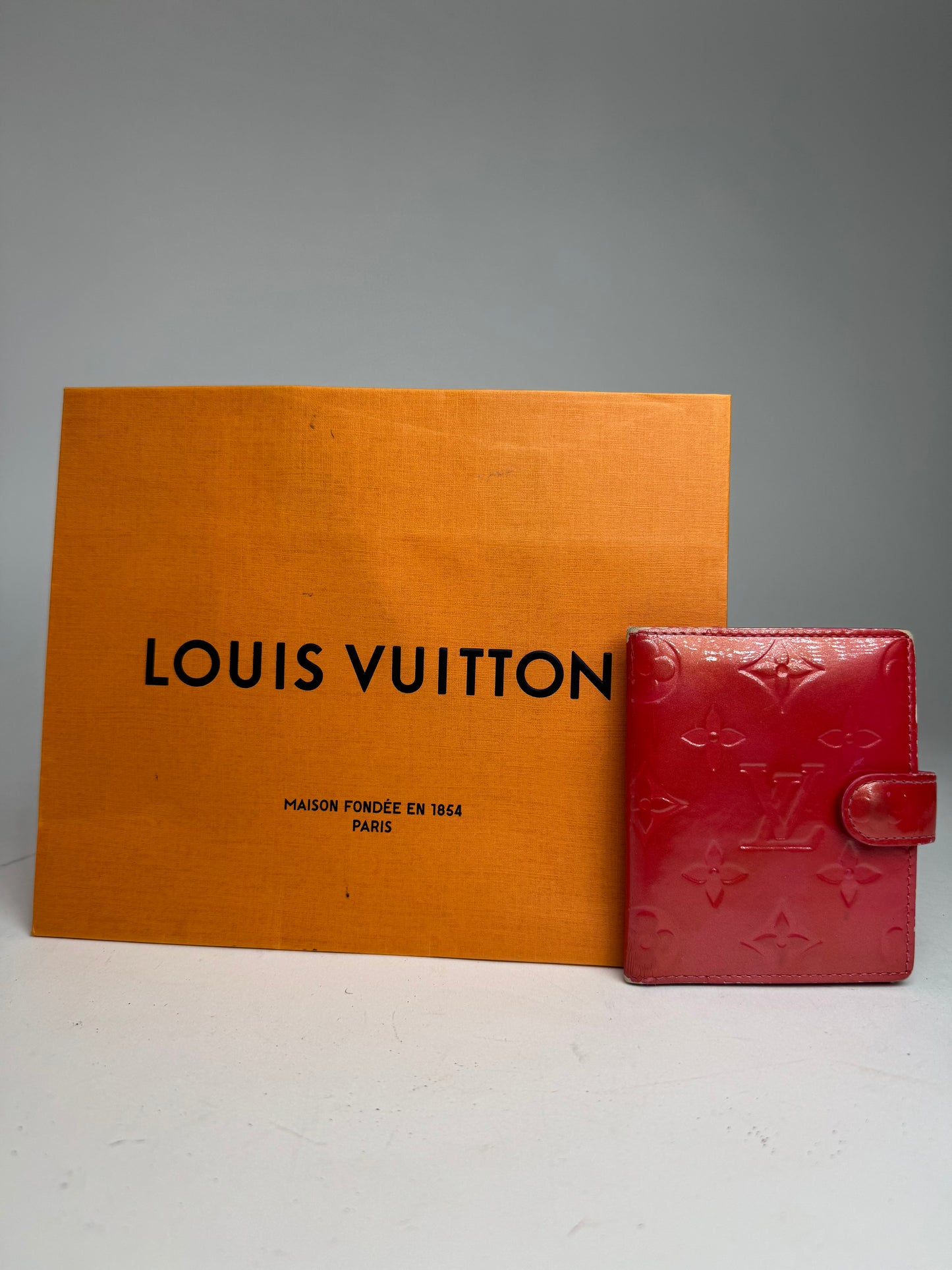 Vintage Louis Vuitton Vernis Leather Card Holder Red