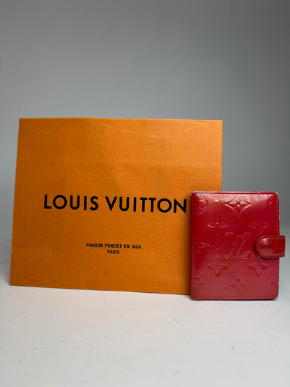 Vintage Louis Vuitton Vernis Leather Card Holder Red