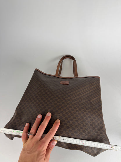 Vintage Celine Paris Big Bag Leather Monogram Shopper Bag Brown