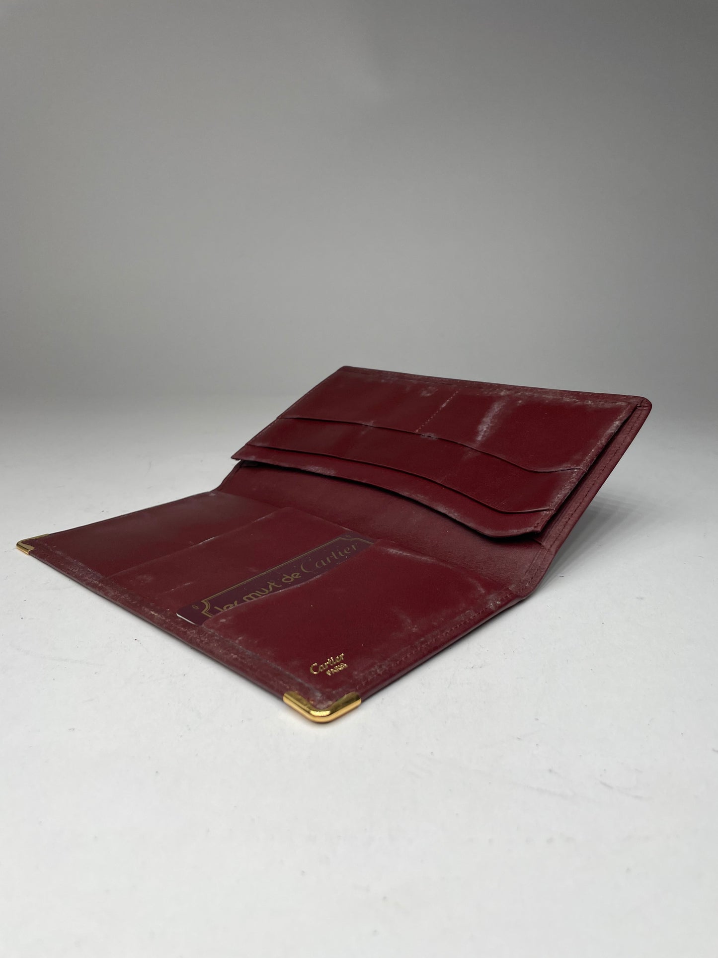 Vintage Cartier Leather ID Holder Burgundy