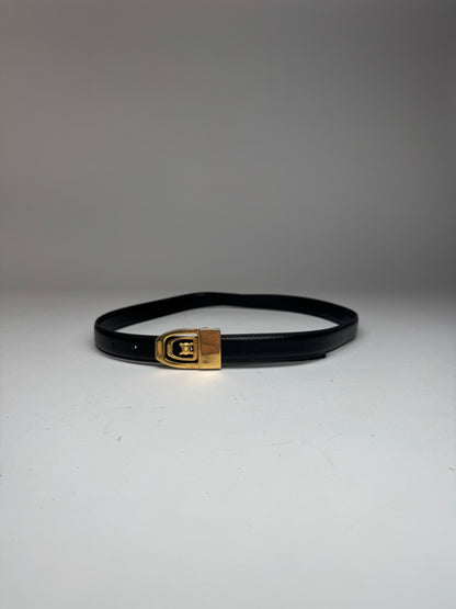 Vintage Celine Paris Leather Belt Black