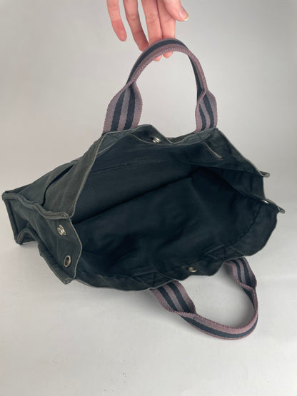 Vintage Hermes Canvas Shopper Bag Black