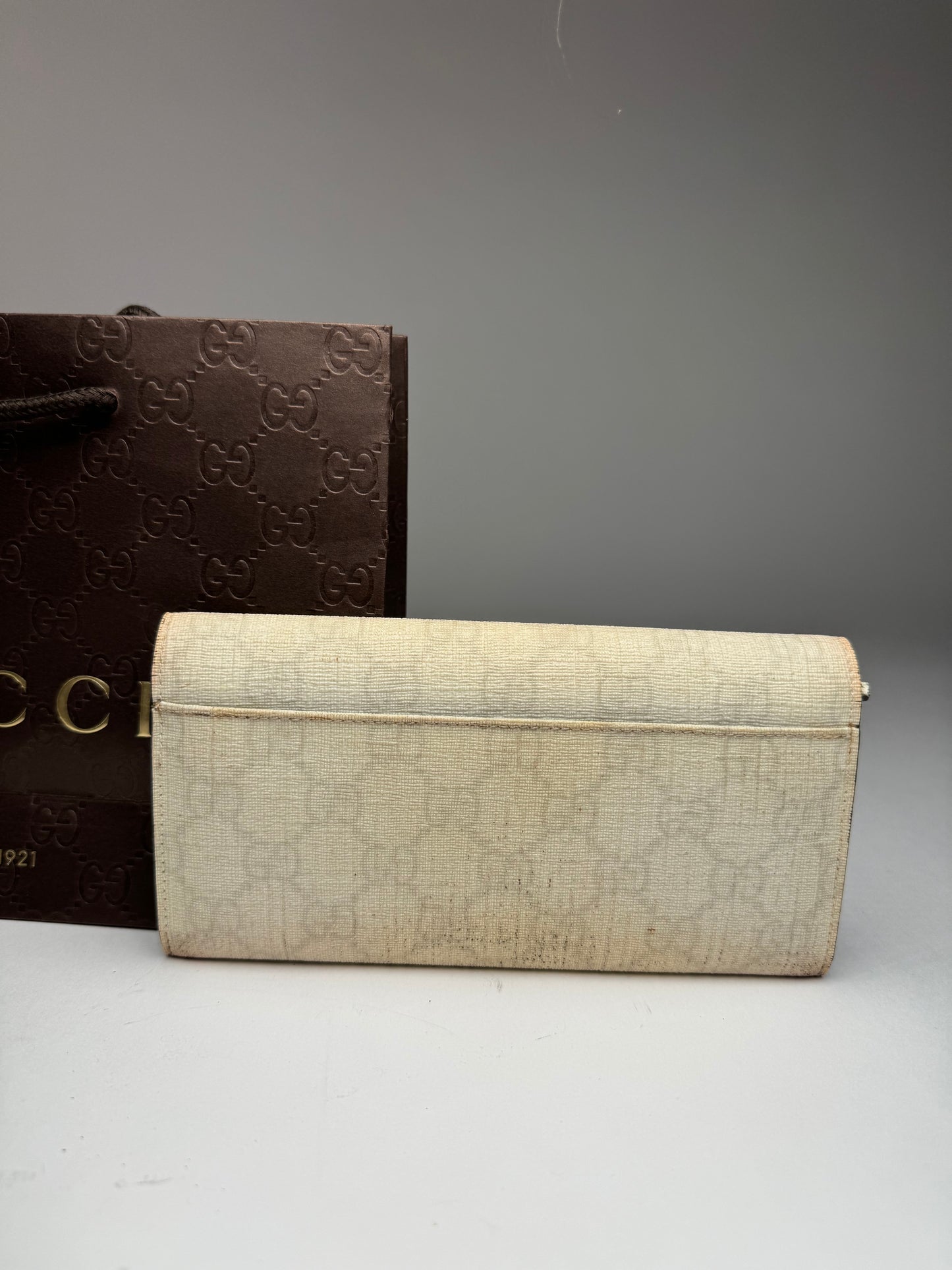 Vintage Gucci Monogram Leather Wallet White