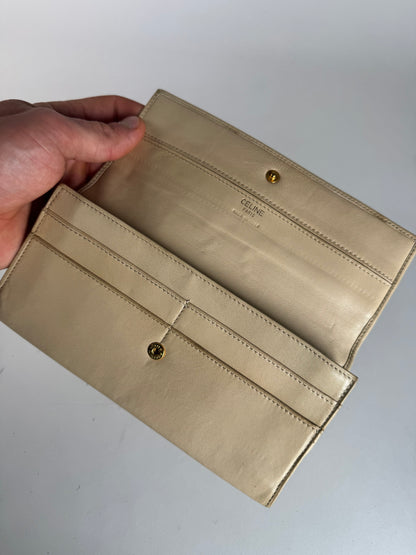 Vintage Celine Paris Leather Wallet beige