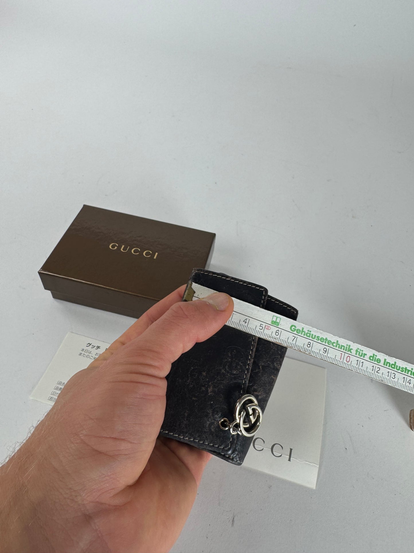 Vintage Gucci Leather Monogram Key Holder Brown