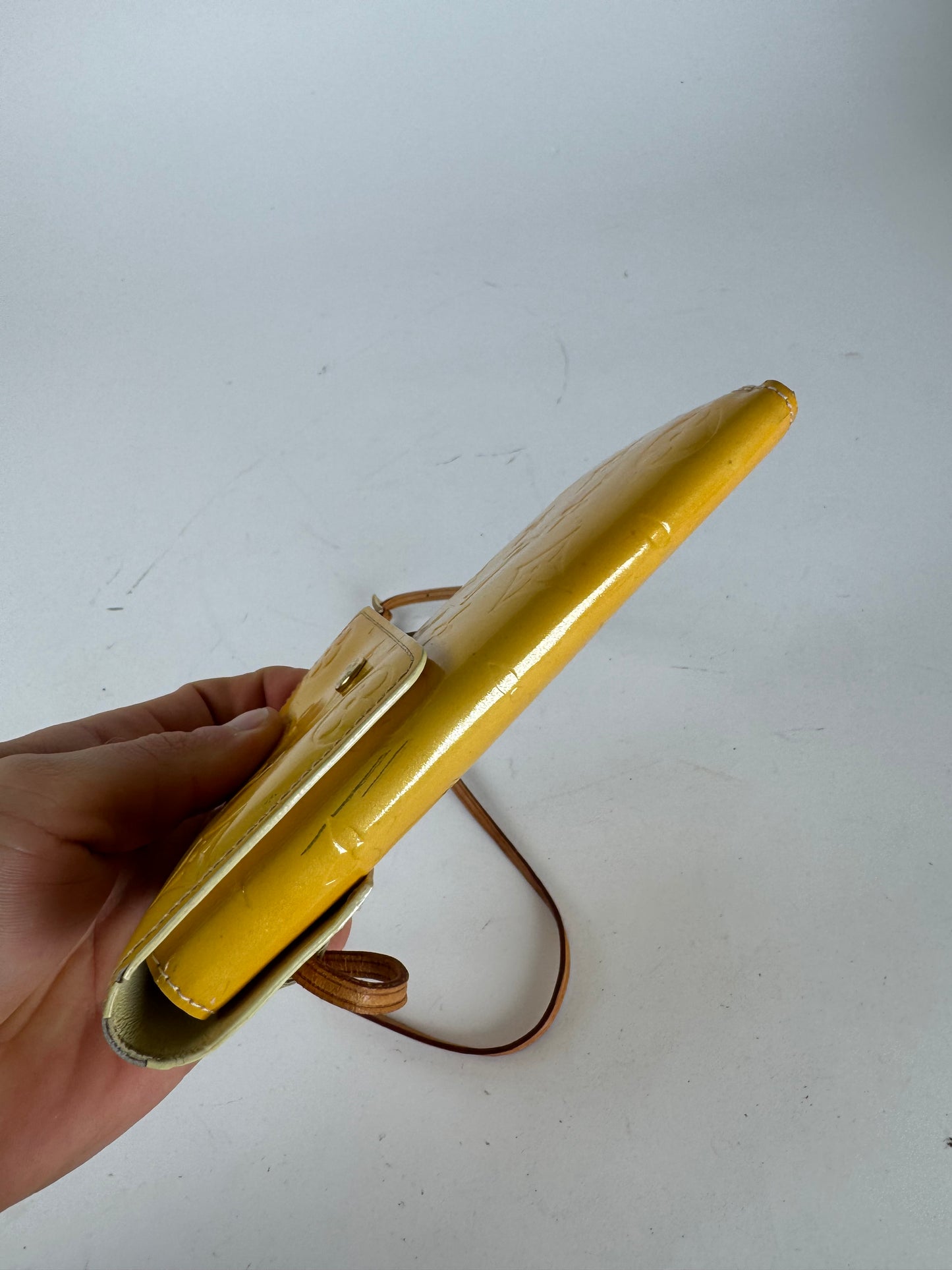 Vintage Louis Vuitton Vernis Leather Messenger Bag Yellow