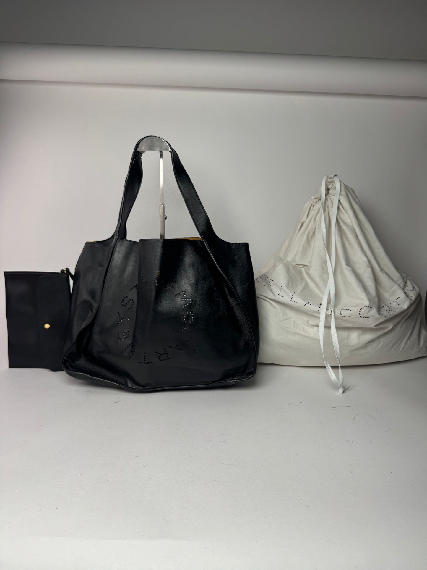 Vintage Stella Mc Cartney Vegan Leather Logo Shopper black