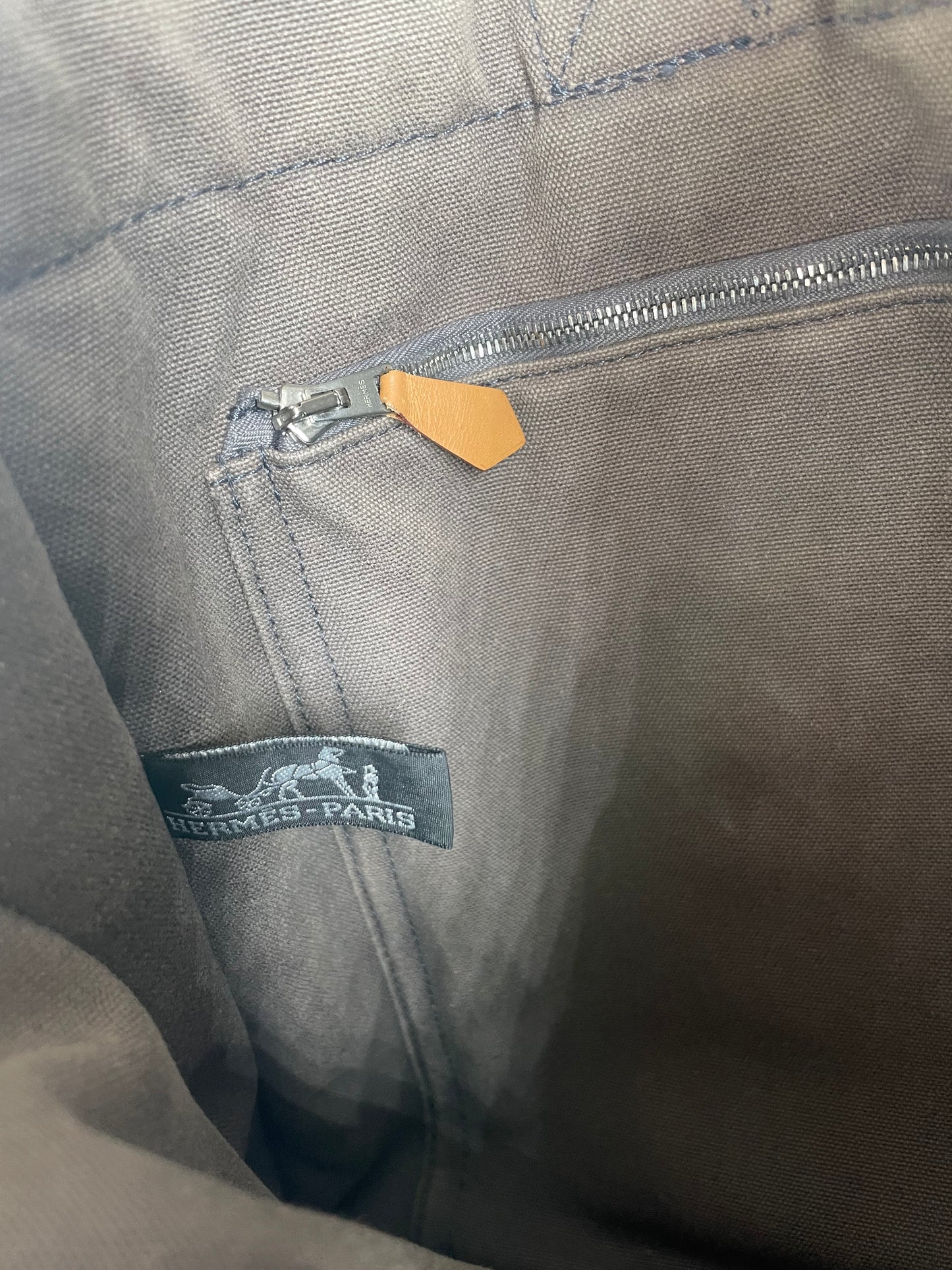 Vintage Hermes Canvas Shopper Bag Grey