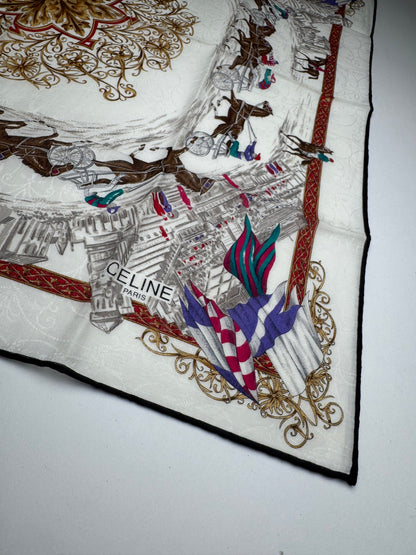 Vintage Celine Paris Silk/Canvas Scarf
