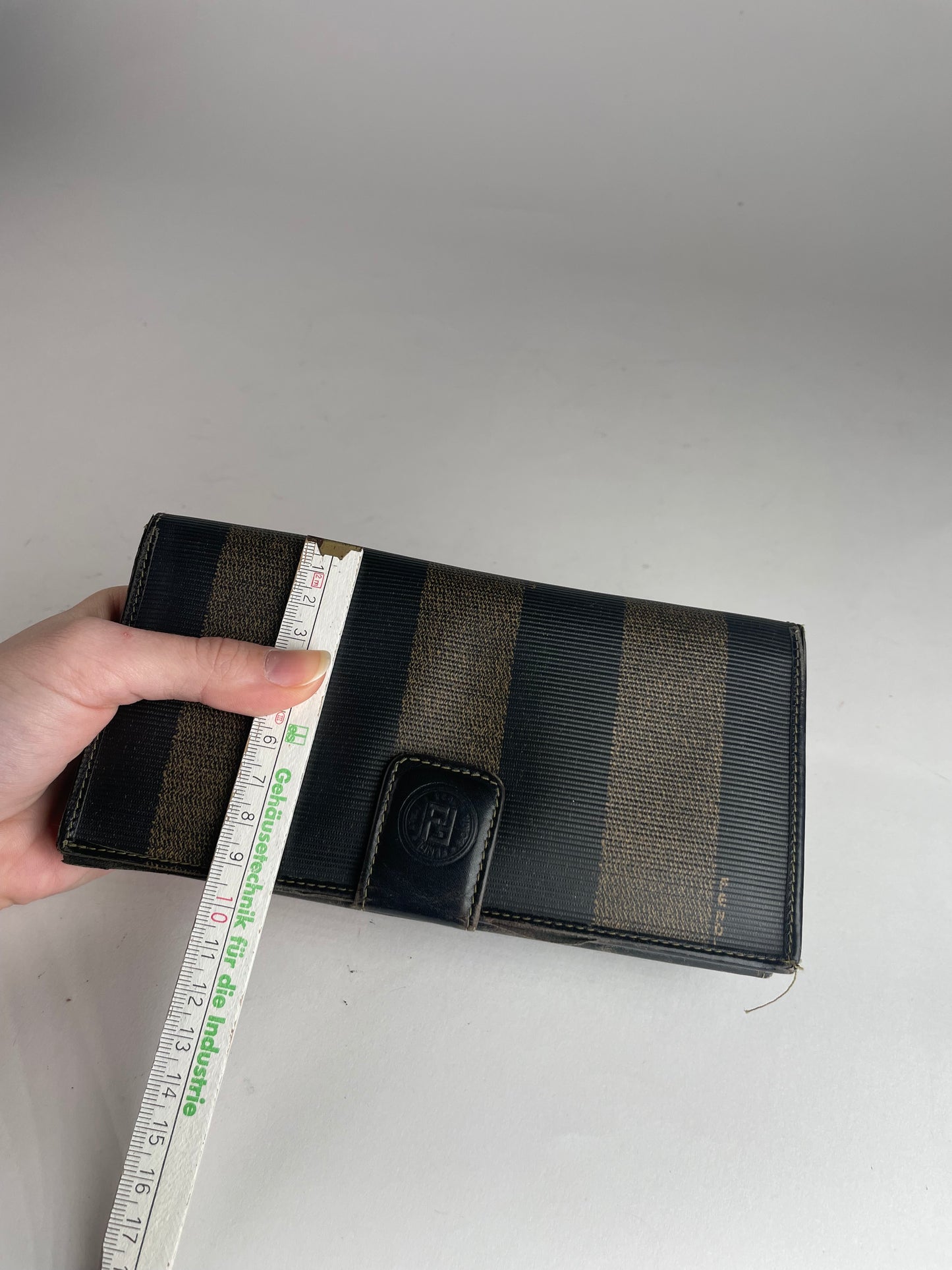Vintage Fendi Roma Leather Wallet Brown Black striped