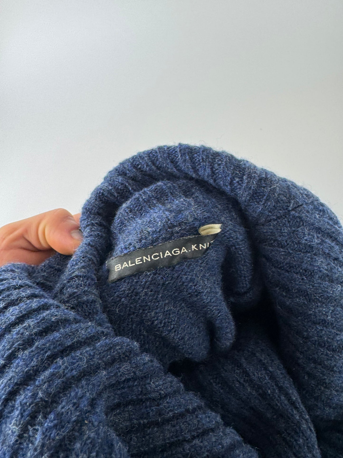 Vintage Balenciaga Big Turtle Neck Wool Sweather Blue