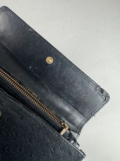 Vintage Gianni Versace Ostrich Leather Wallet Black