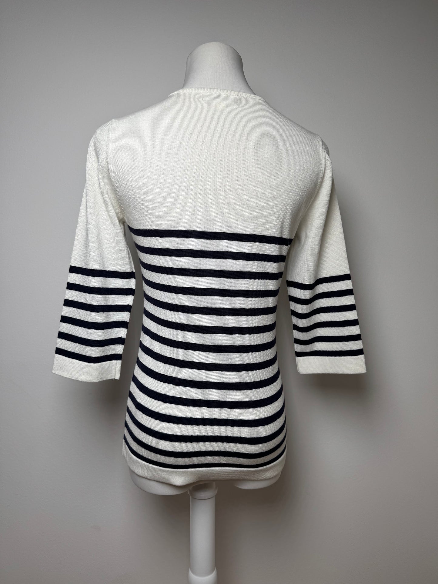 Vintage Courreges Paris Striped Sweater White/Navy EU36/S