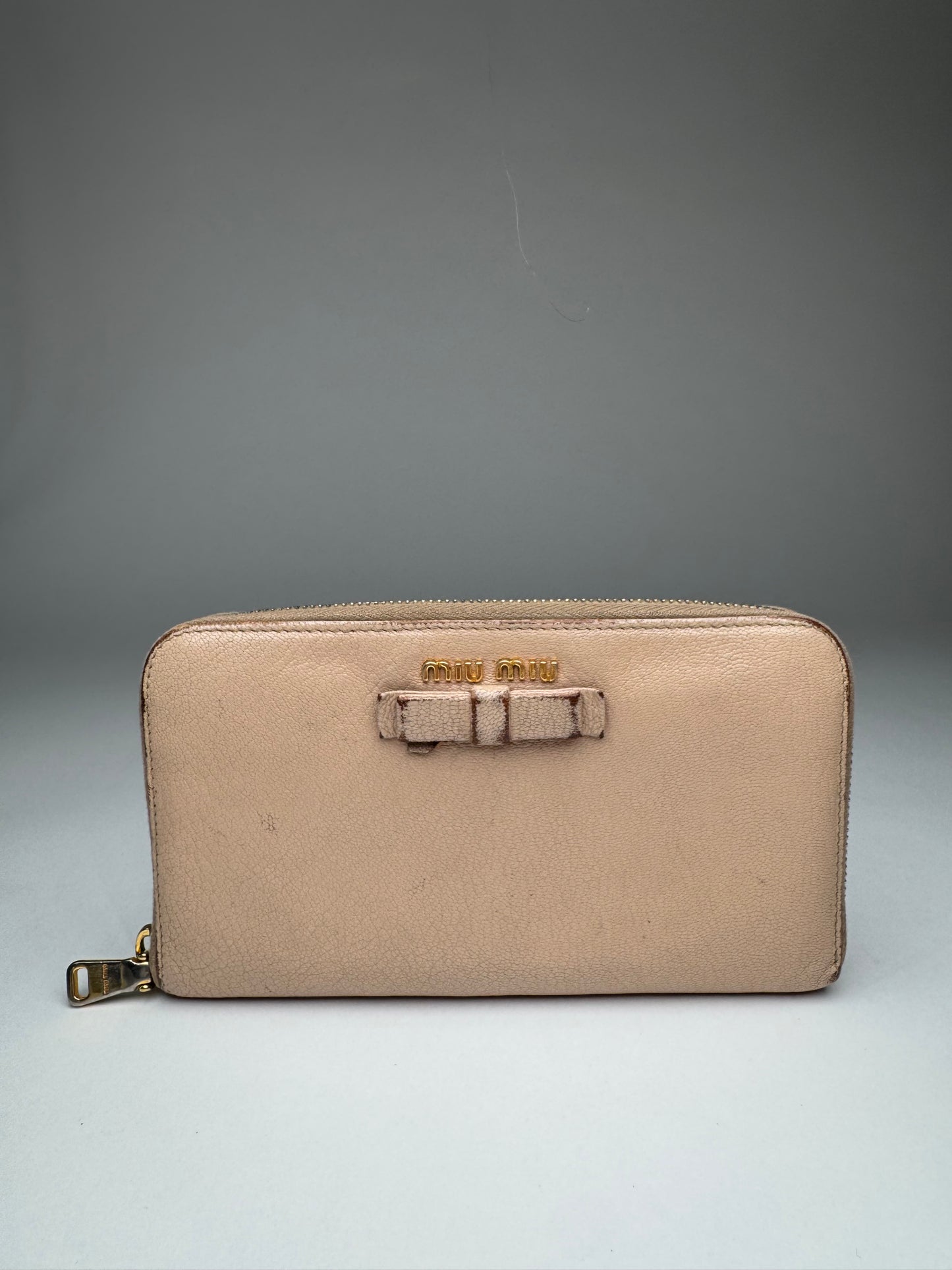 Vintage Miu Miu Leather Wallet Rose/beige