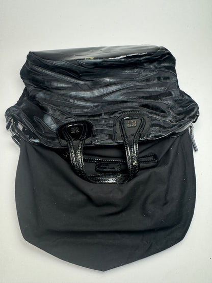 Sac vintage en cuir verni et fourrure Nightindale de Givenchy, noir