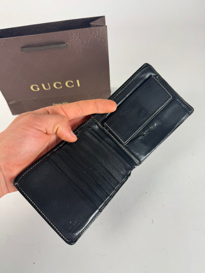 Vintage Gucci foldable Leather Wallet black