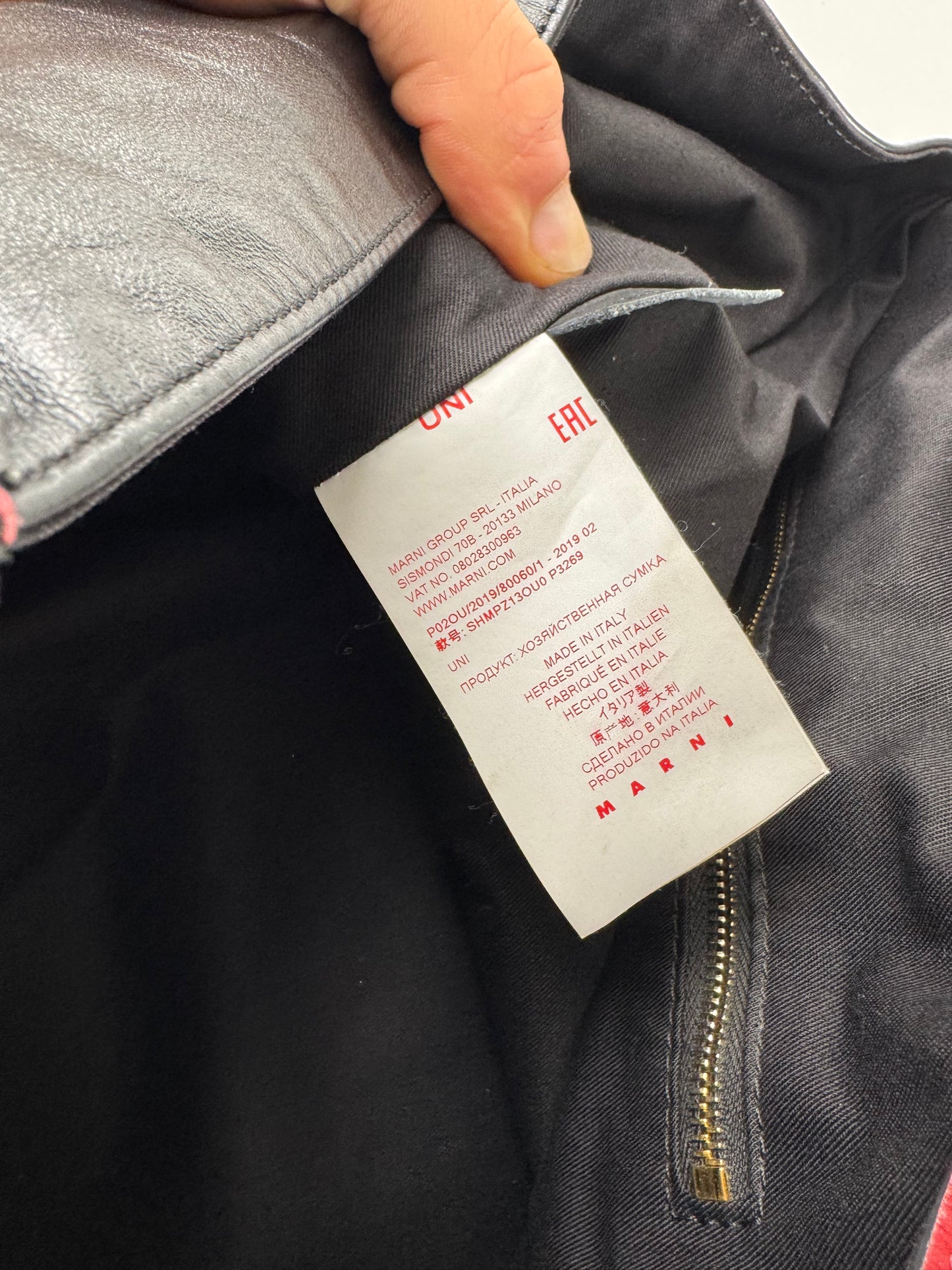 Vintage Marni Leather Shopper Black Red