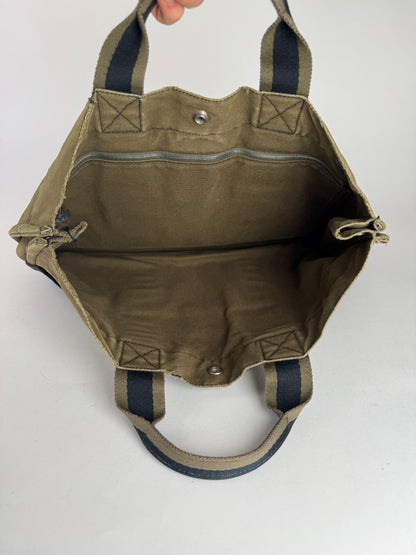 Vintage Hermes Paris Canvas Shopper Khaki/Black