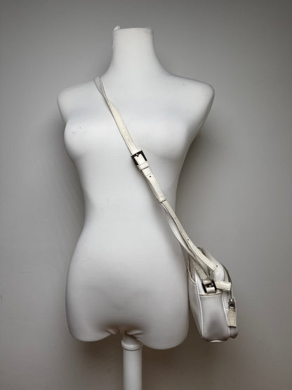 Vintage Courreges Paris Leather Crossbody Bag White
