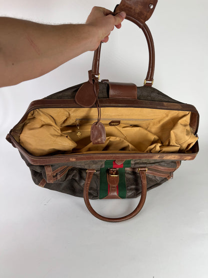 Vintage Gucci Duffel Bag / Travel Bag Monogram Brown