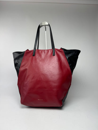 Vintage Marni Leather Shopper Black Red
